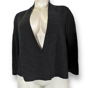 EILEEN FISHER 100% Merino Wool Gray Open Front Cardigan Sweater Cover Up Top 1X
